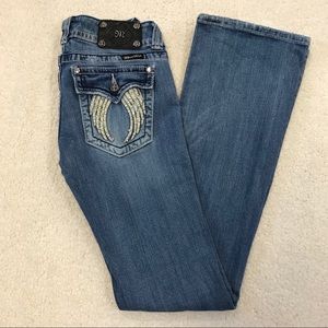 Miss Me Jeans Wing Pockets Boot Bling sz 28 x 34